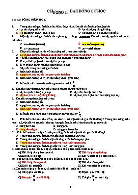 Trọn bộ câu hỏi trắc nghiệm Vật lí lớp 12